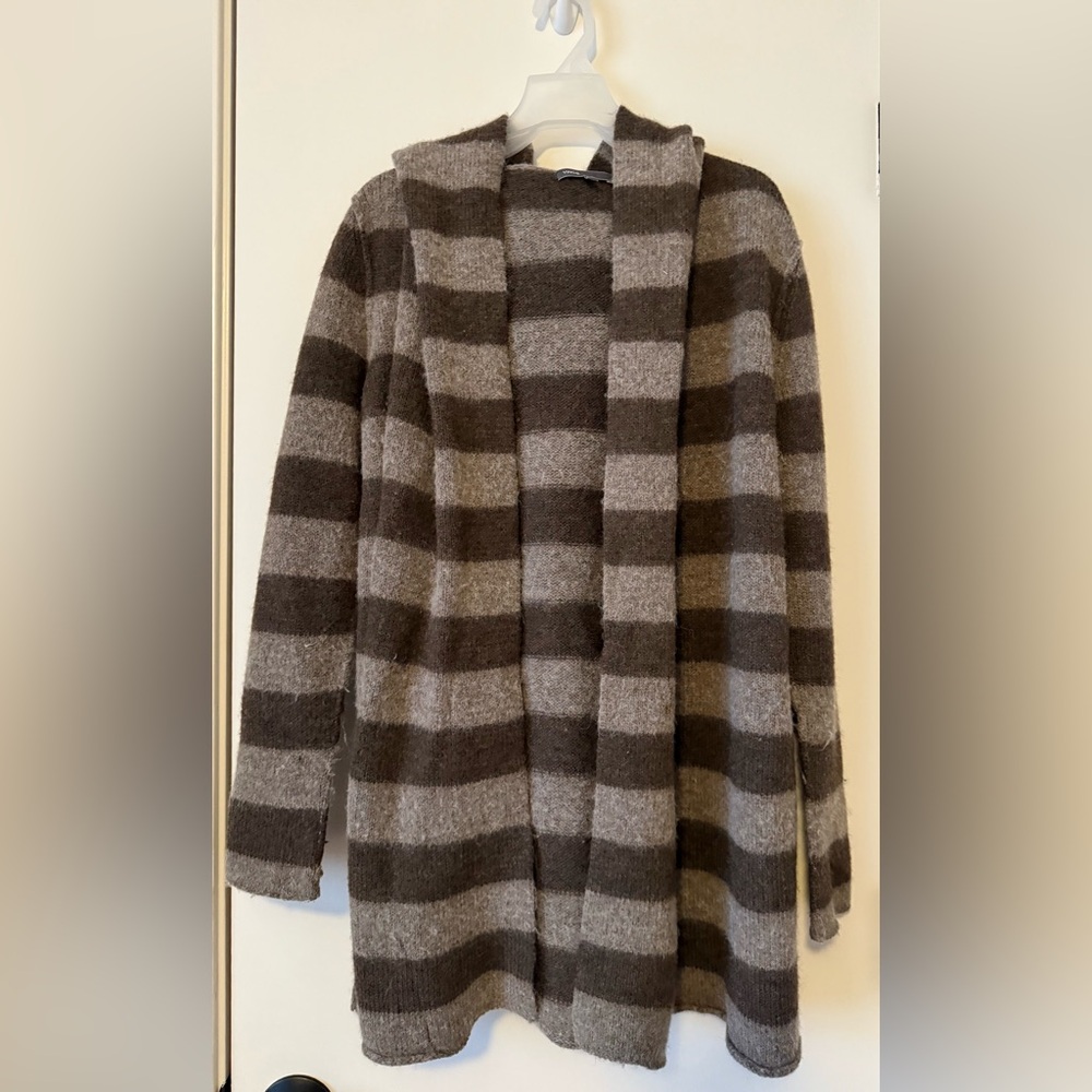 Vince Size XS Oversize Hooded Cardigan Womens Sweater Striped Alpaca Wool Soft S